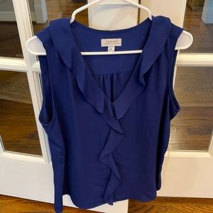 NWT Tahari Large navy sleeveless blouse